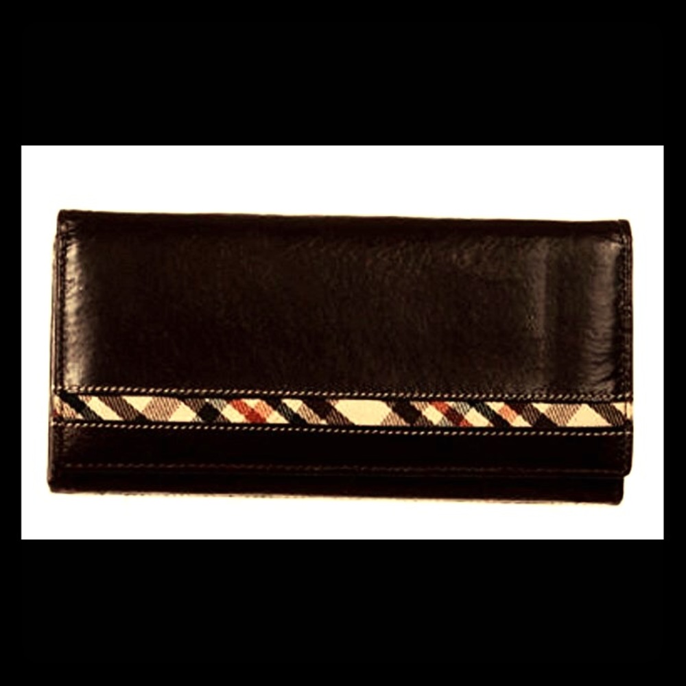 🆕❤️Soft Italian Leather Wallet Retro Plaid Design
